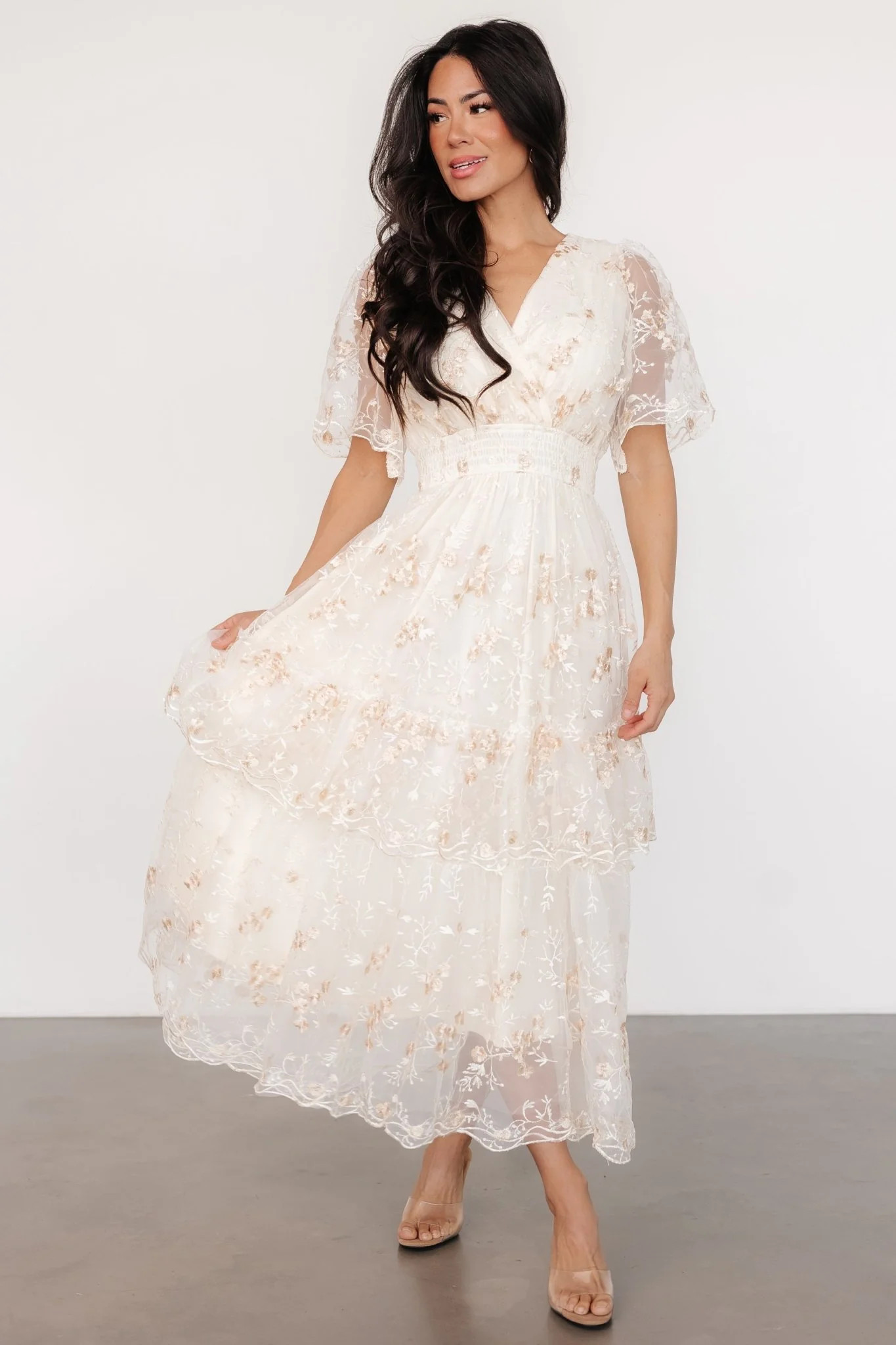 Eleanor Embroidered Midi Dress | Cream Floral | Baltic Born