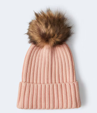 Ribbed Faux Fur Pom Beanie | Aeropostale