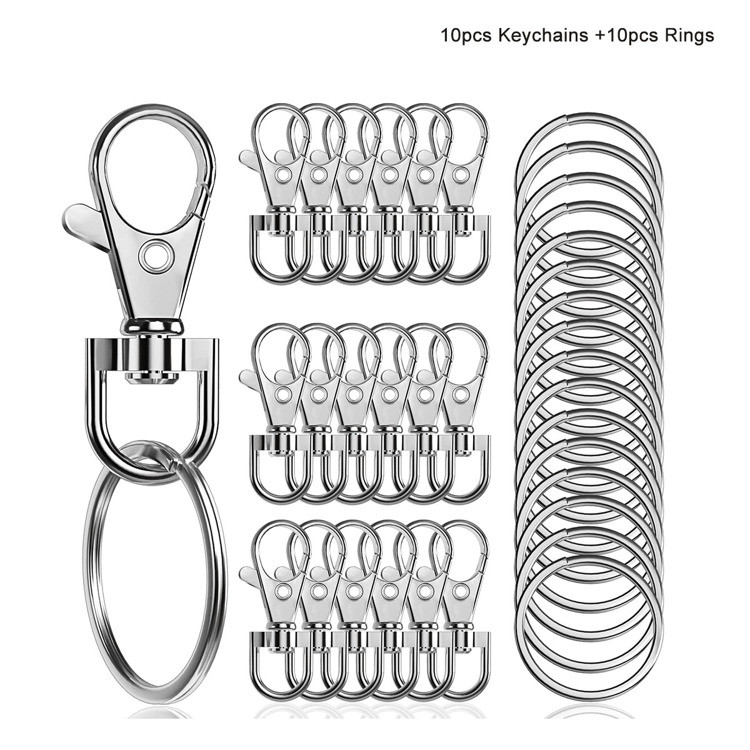 20pcs  Lobster Clasp Keychain With Swivel, 10pcs Keyring, 10pcs Keychain, Diy Jewelry Crafts Vale... | SHEIN