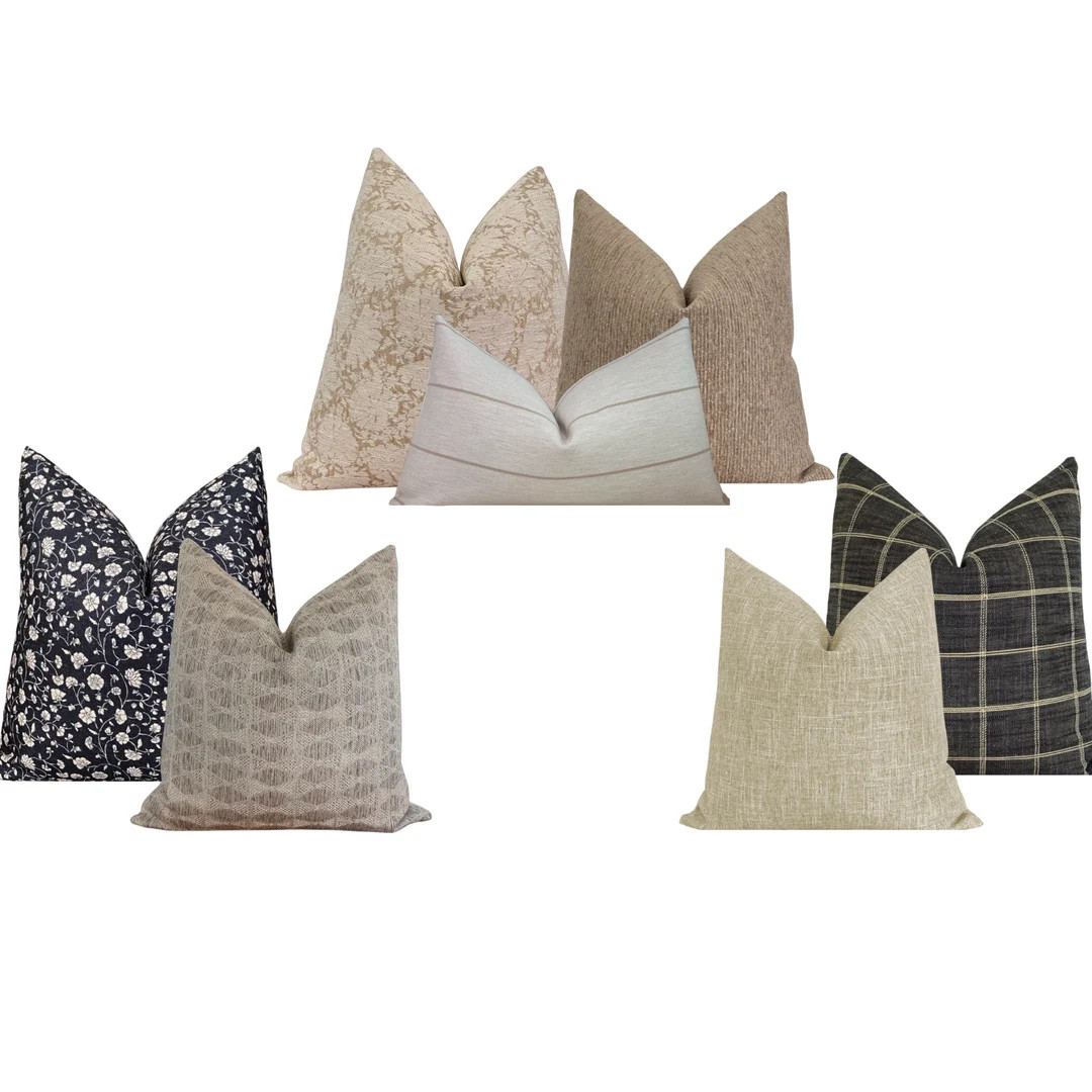 Black and Cream Sectional Pillow Set, Cover Only - Etsy | Etsy (US)