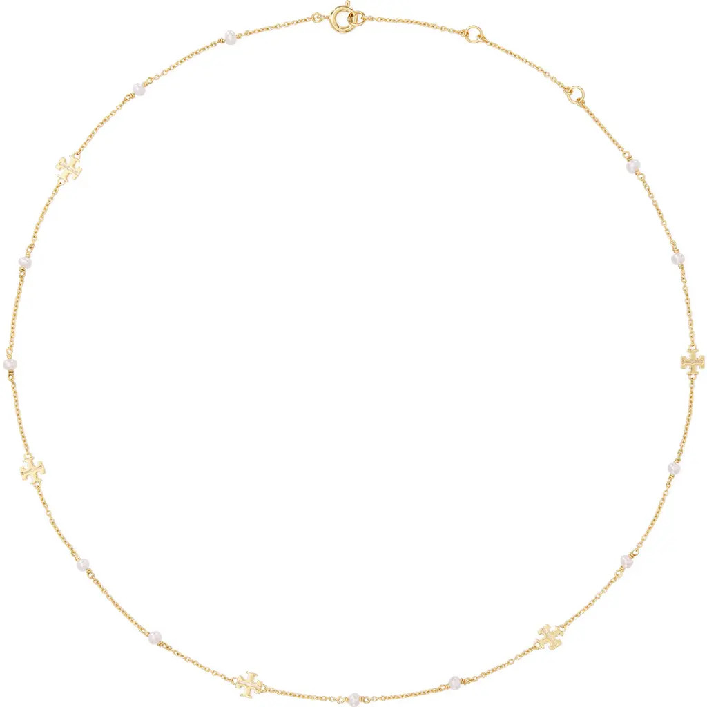 Tory Burch Kira Cultured Pearl Necklace in Tory Gold/Pearl at Nordstrom | Nordstrom