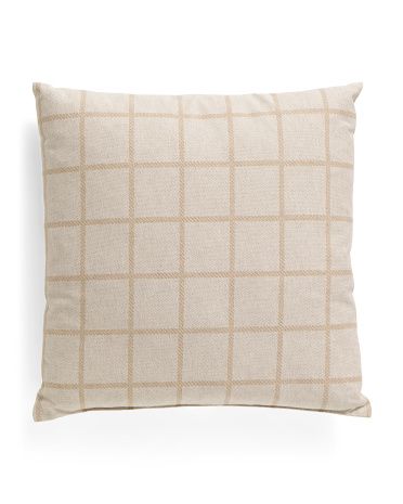 Made In Usa 22x22 Natural Grid Pattern Pillow | TJ Maxx