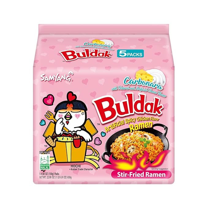 Samyang Buldak Spicy Ramen, Hot Chicken Ramen, Korean Stir-Fried Instant Noodle, Carbonara, 1 Bag... | Amazon (US)