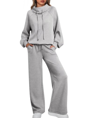 AUTOMET Lounge Sets for Women Sweatsuits 2 Piece Outfits 2025 Fall Drawstring Sweatshirt Wide Leg... | Amazon (US)