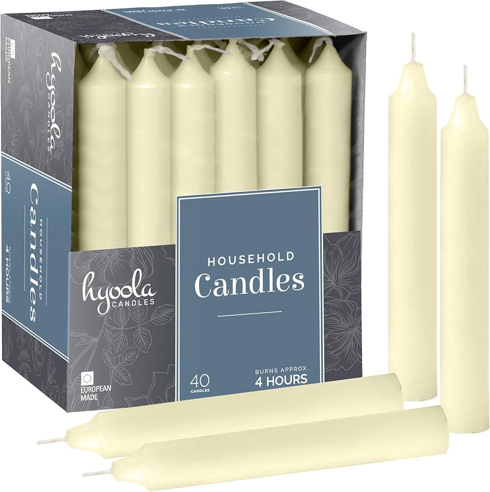Hyoola Taper Candles - 5 Inch Ivory Dripless, Unscented Dinner Candle - 40 Pack European Made Can... | Amazon (US)