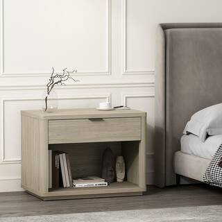 Manhattan Comfort Evelyn Modern Natural 1-Full Extension Drawer 32 in. W Nightstand NS012-NA - Th... | The Home Depot