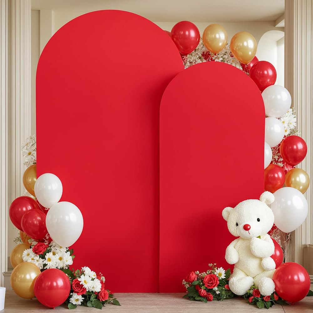 Red Arch Backdrop Covers - 7.2FT, 6FT Spandex Fitted Wedding Arch Stand Covers Round Top Chiara A... | Amazon (US)