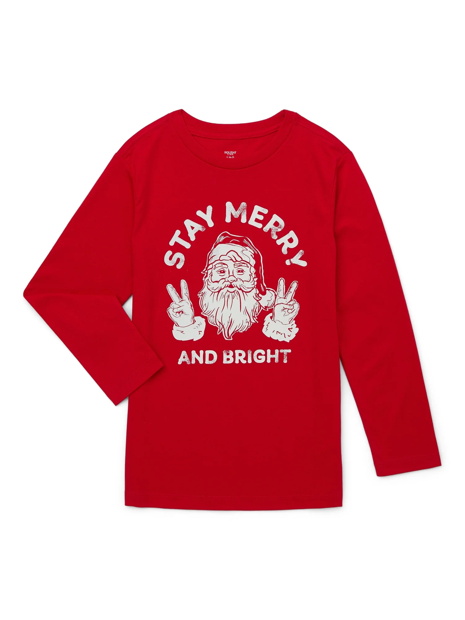 Holiday Time Boys Christmas Long Sleeve T-Shirt, Sizes 4-18 & Husky | Walmart (US)