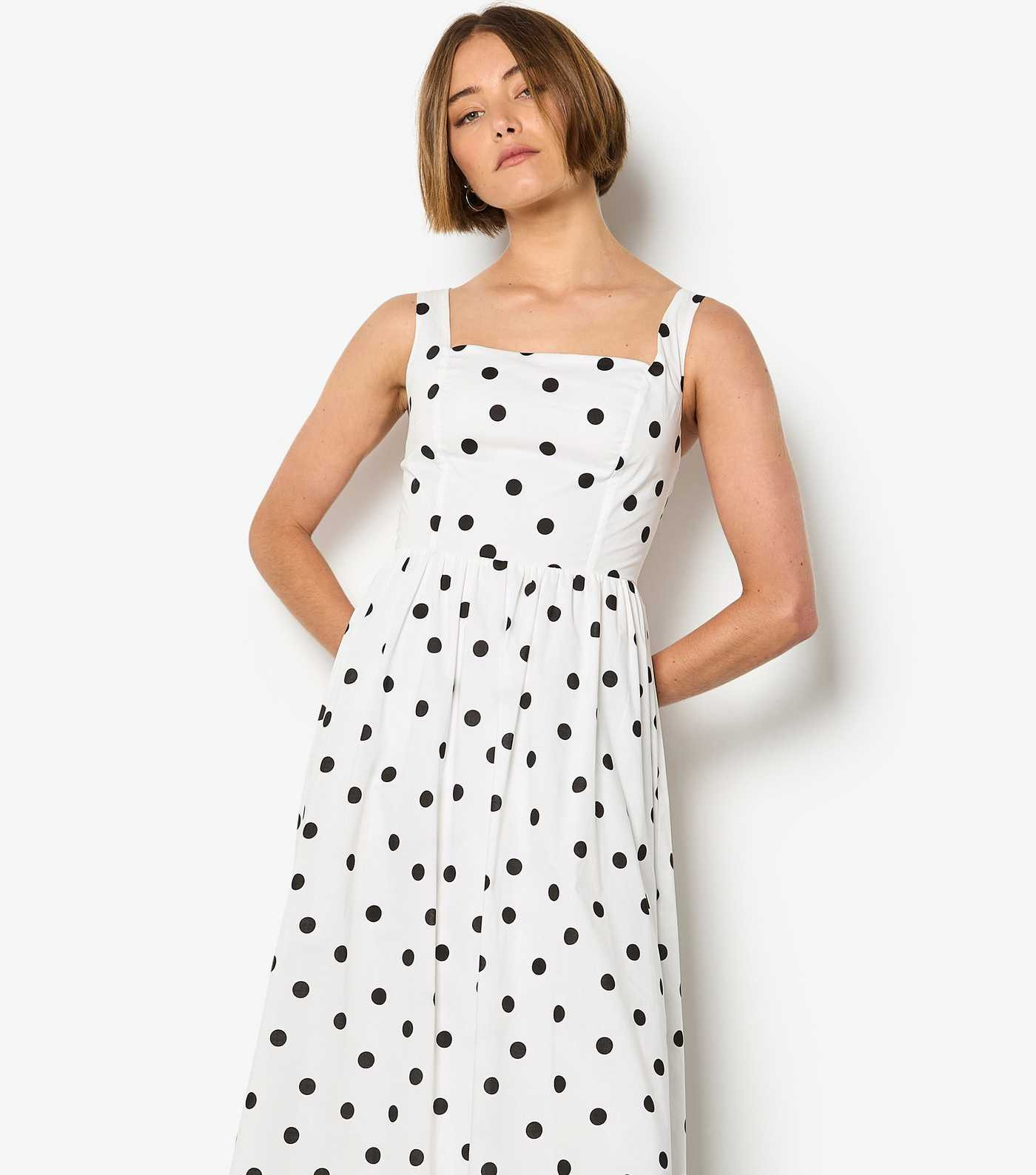 Apricot White Polka Dot Print Midi Dress | New Look | New Look (UK)