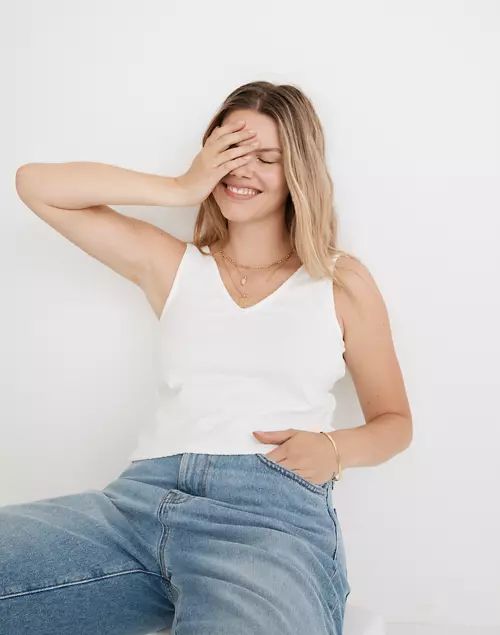 Jacquard Peekaboo-Back Crop Tank | Madewell