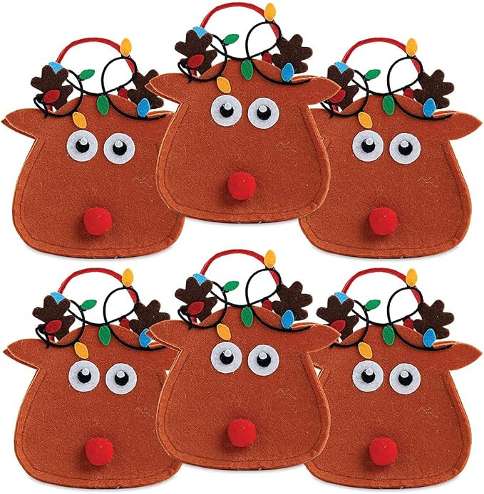 Reindeer Felt Christmas Treat Bags, Set of 6 Small Gift Bags, 5.25 inch by 6.75 inch, for Childre... | Amazon (US)