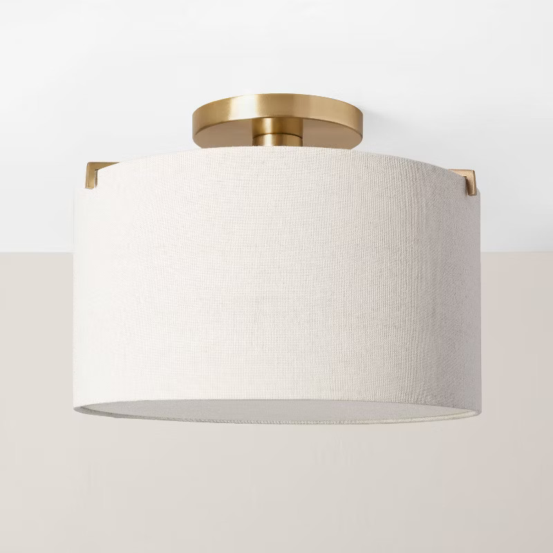 Fabric Shade Semi-Flush Mount Ceiling Light Brass/Oatmeal - Hearth & Hand™ with Magnolia: Moder... | Target