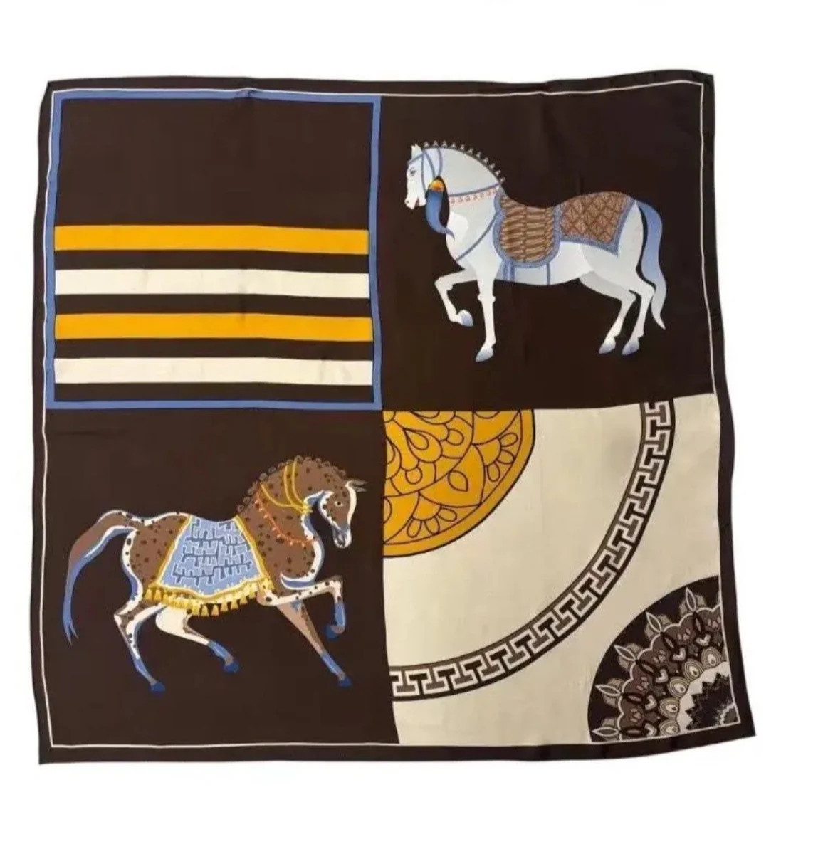 Collins Geometric Equestrian Print Scarf - Brown | Benaar La