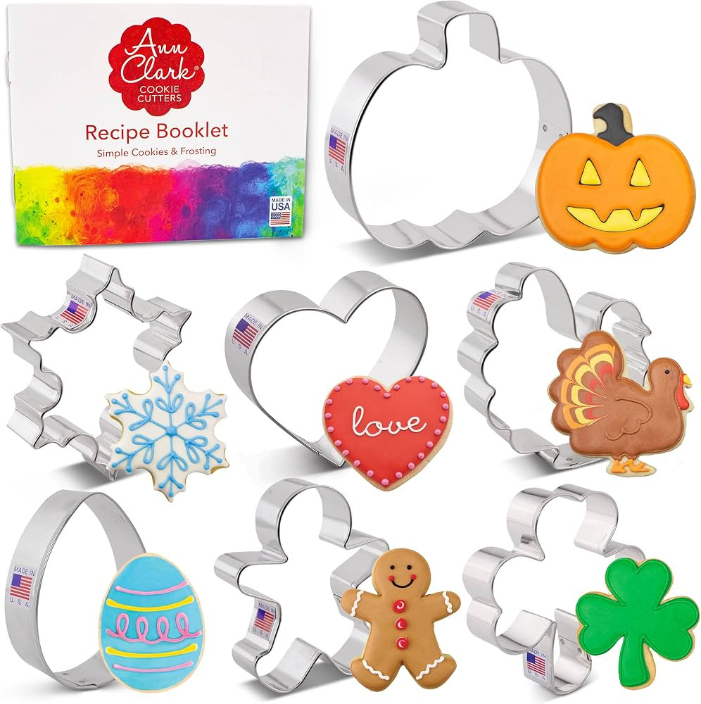 Cookie Cutters for Every Season 7-Pc Set Made in USA by Ann Clark, Gingerbread Man, Turkey, Pumpk... | Amazon (US)