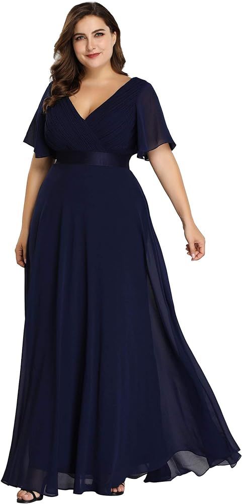 Ever-Pretty Women's Plus Size Double V-Neck Evening Party Maxi Dresses 09890-PZ | Amazon (US)