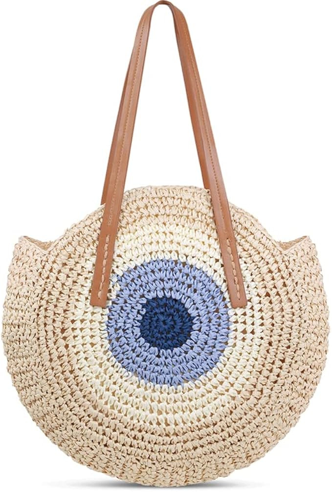 Malocids Straw Bag Round Summer Large Woven Beach Bag Purse Handle Shoulder Bag for Women Vacatio... | Amazon (US)