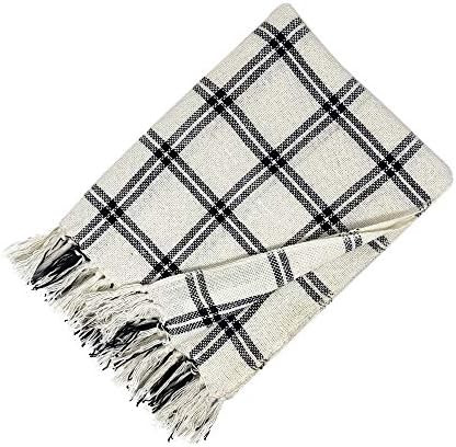 Elrene Home Fashions Farmhouse Living Double Windowpane Plaid Cozy Fringe Blanket Throw for Couch/So | Amazon (US)