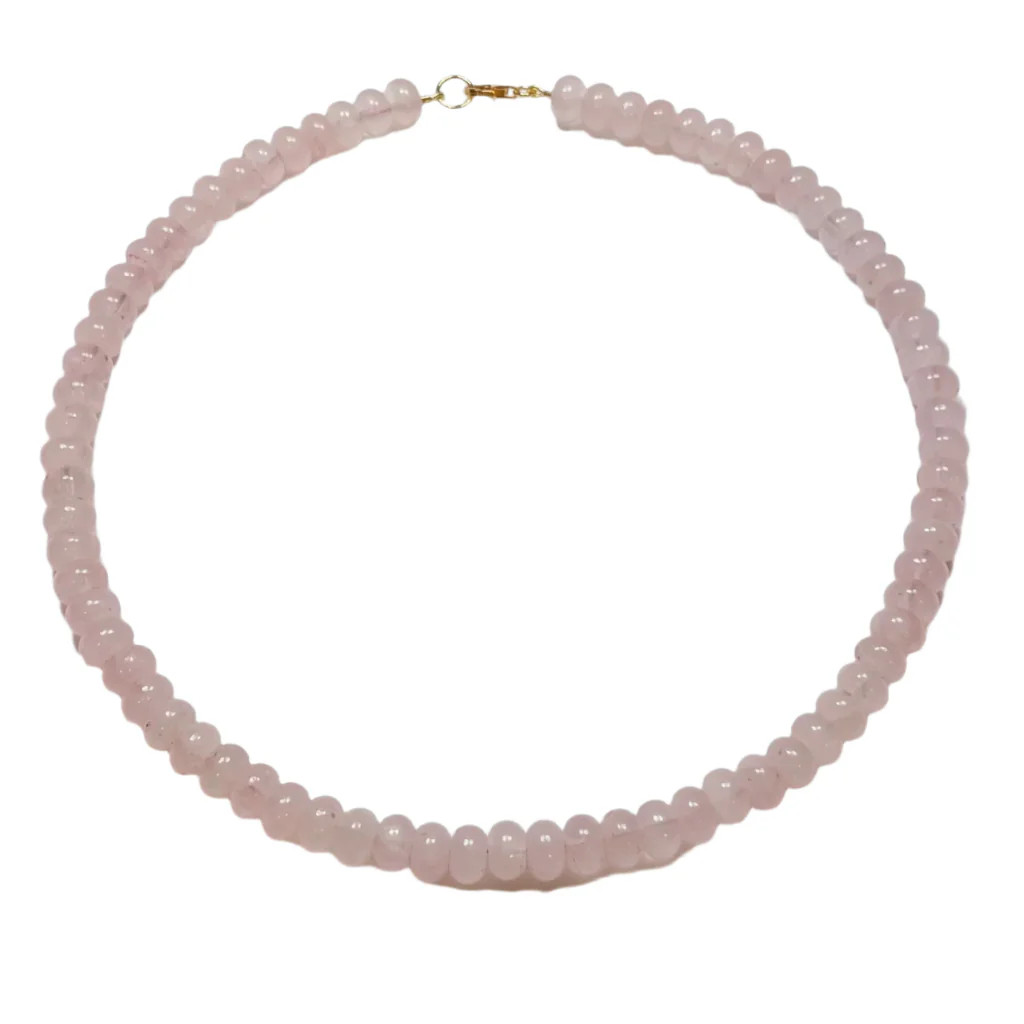 Smooth Rose Quartz Candy Necklace | Over The Moon