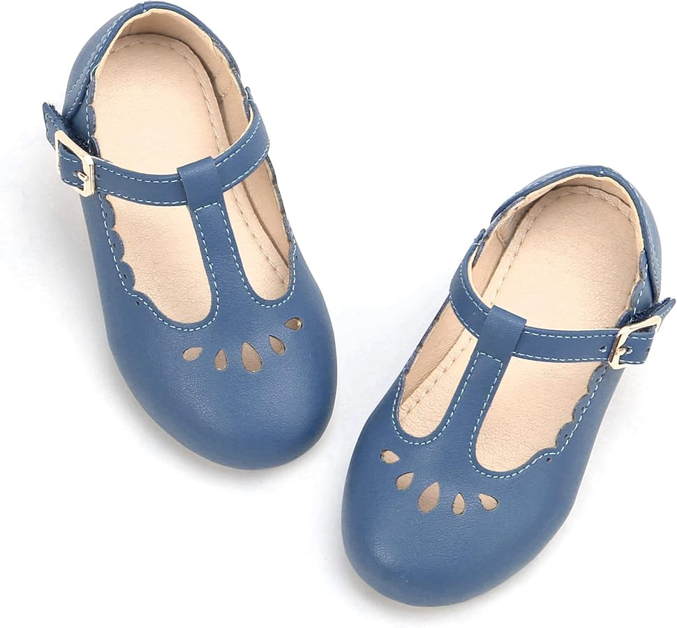THEE BRON Girl's T-Strap Flats Toddler/Little Kid Ballet Mary Jane Party Dress Shoes | Amazon (US)