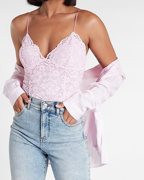 Allover Lace Thong Bodysuit | Express
