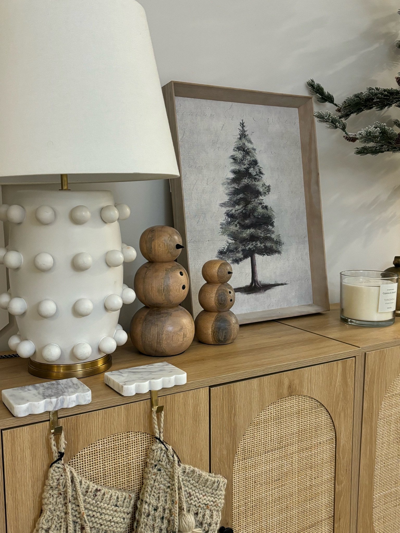 Christmas sideboard decor! This tree art is under $40 at Walmart and already framed! 🌲☃️

#LTKHoliday #LTKSaleAlert #LTKHome