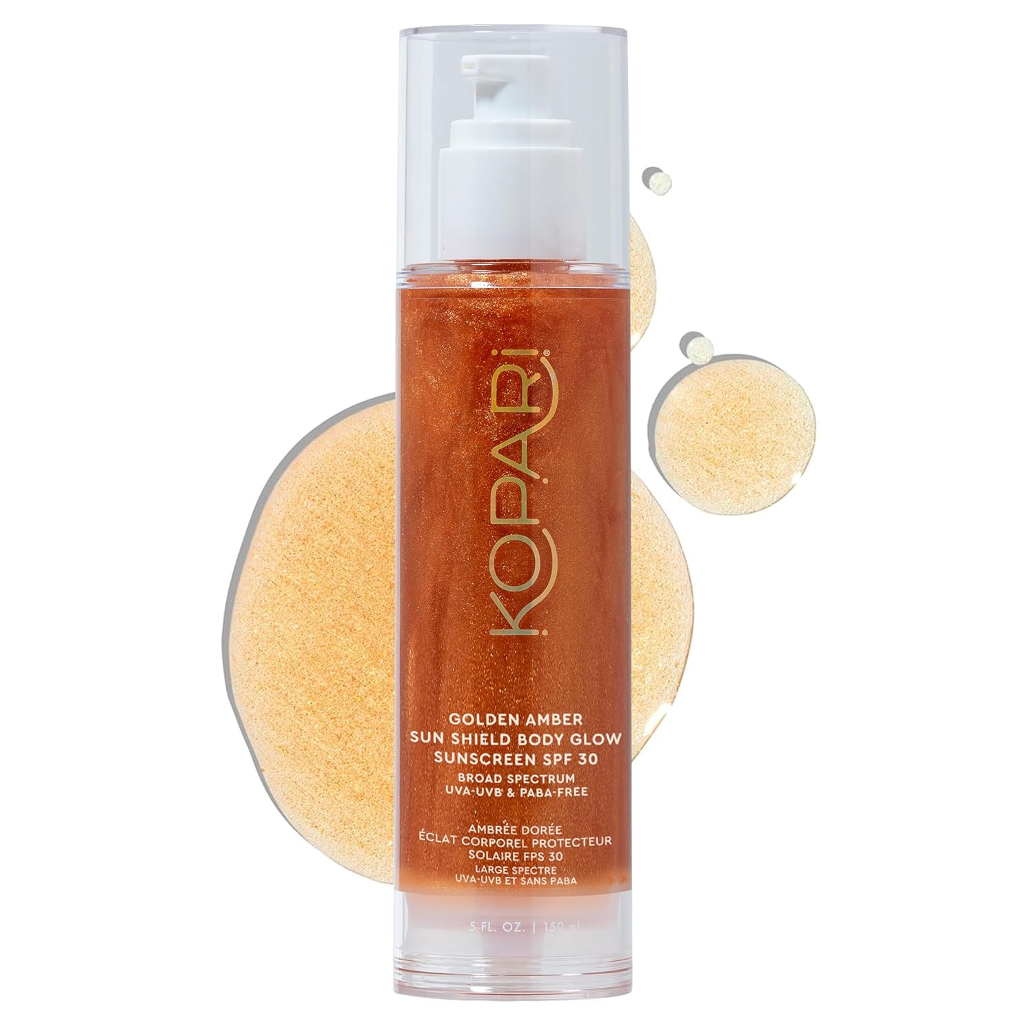 Kopari Sun Shield Body Glow, Broad Spectrum SPF 30, Lightweight Shimmering Gel Texture Absorbs Quickly, Non Sticky, Glowing Results, Golden Amber 5 oz | Amazon (US)