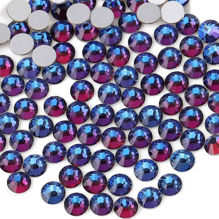 Beadsland Flat Back Crystal Rhinestones Round Gems for Nail Art and Craft Glue Fix, Blue Volcano,... | Amazon (US)
