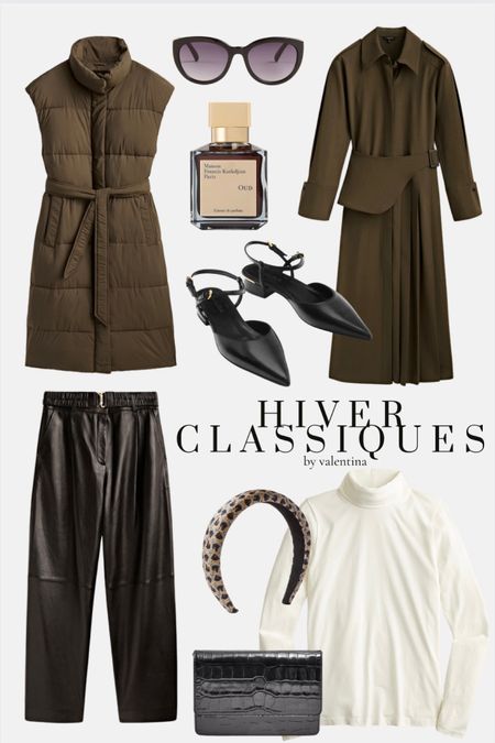 Hiver Classiques, winter classics, winter style, winter fashion, gilet, khaki shirt dress, black pumps, leather trousers, white turtleneck, croc leather bag, cat eye sunglasses, Maison Francis perfume 

#LTKSeasonal #LTKstyletip #LTKeurope