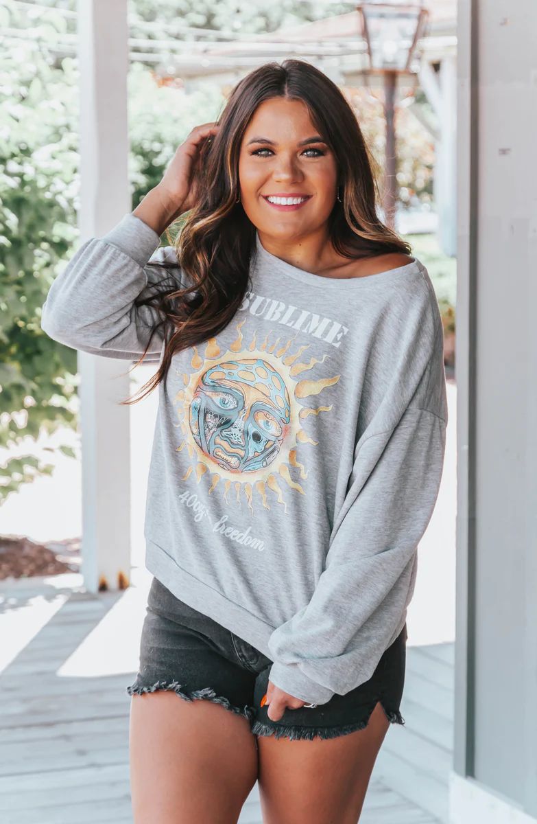 Sublime 40 Oz To Freedom Heather Grey Graphic Sweatshirt | Apricot Lane Boutique