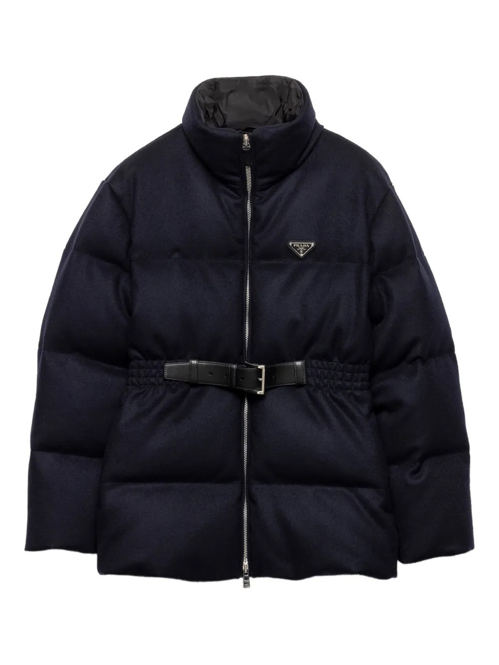 Prada belted puffer jacket - Black | Farfetch Global