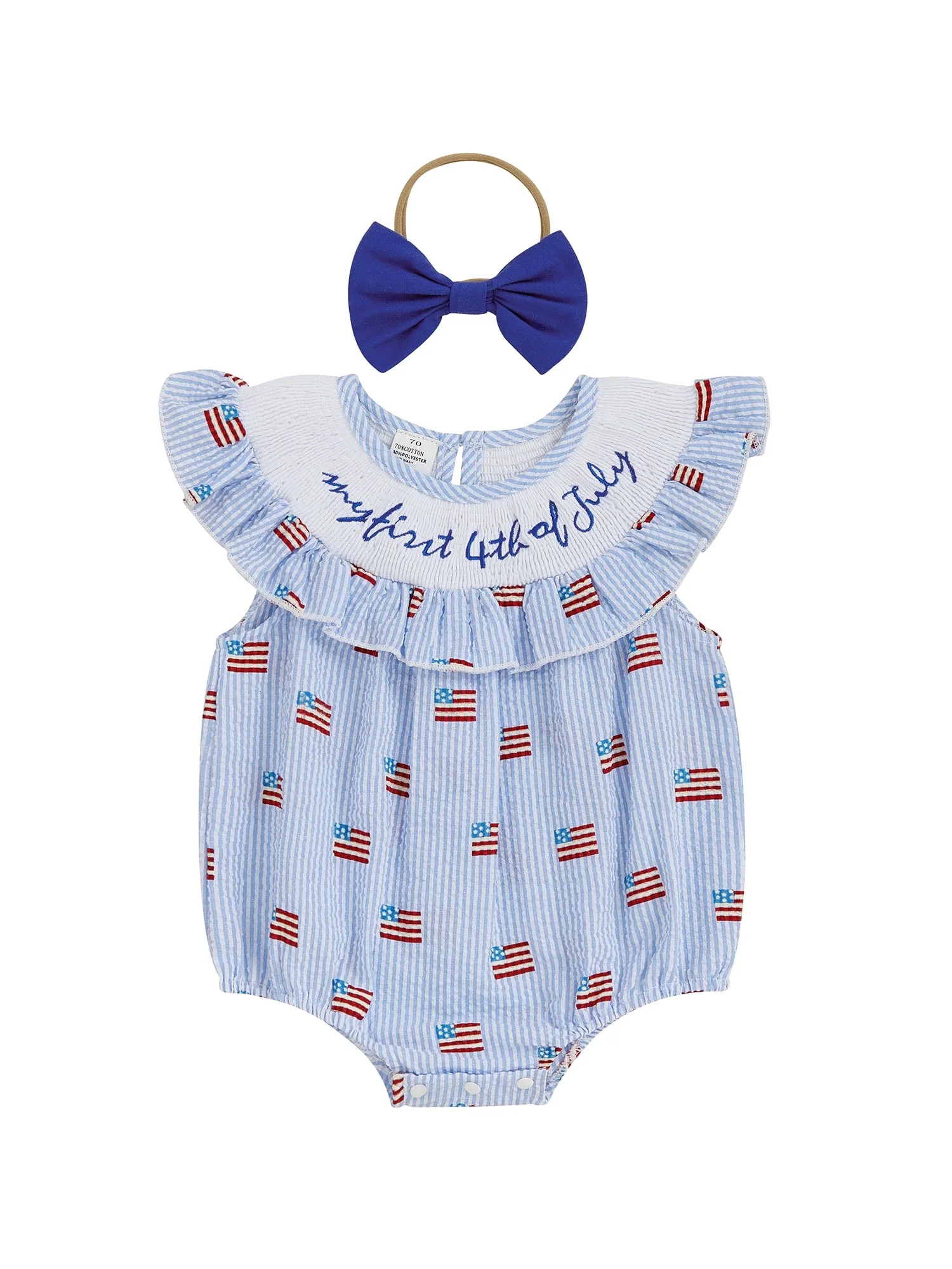 Loicainy Baby Toddler Girls 4th of July Romper 3 6 12 18 Months Casual Flag Stripe Print Fly Slee... | Walmart (US)