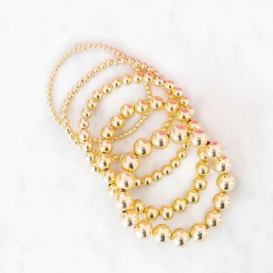 Graduated Gold-Filled Gold Beaded Bracelets | Set of 5 | Golden Thread