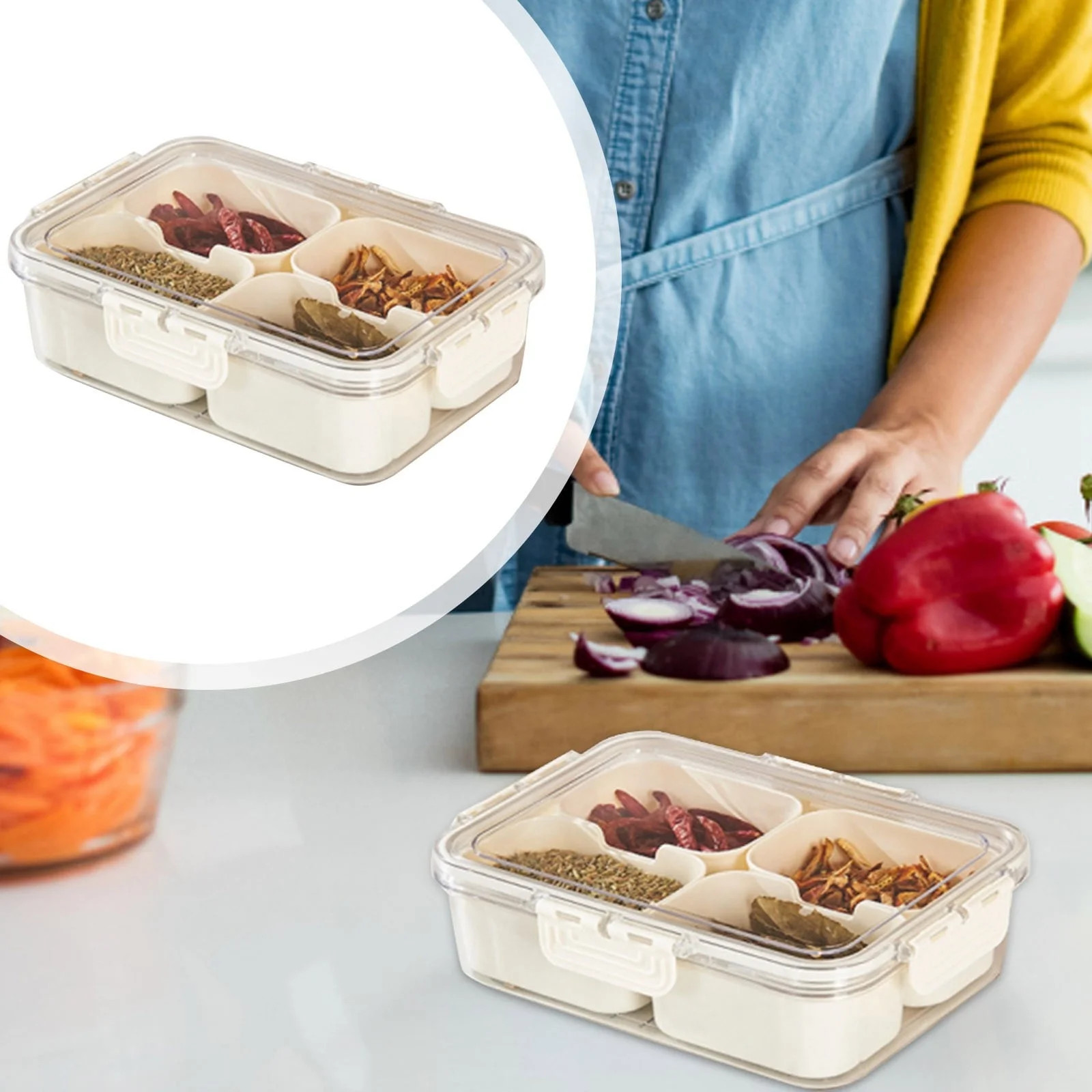 Divided Tray Snack Box Container Clear Storage Box With Lid And Handle | Walmart (CA)