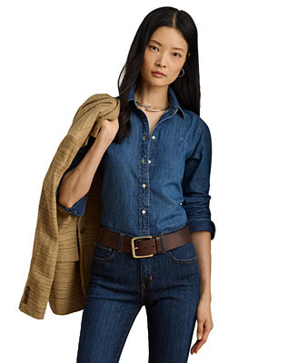 Women's Straight-Fit Denim Shirt | Macy's