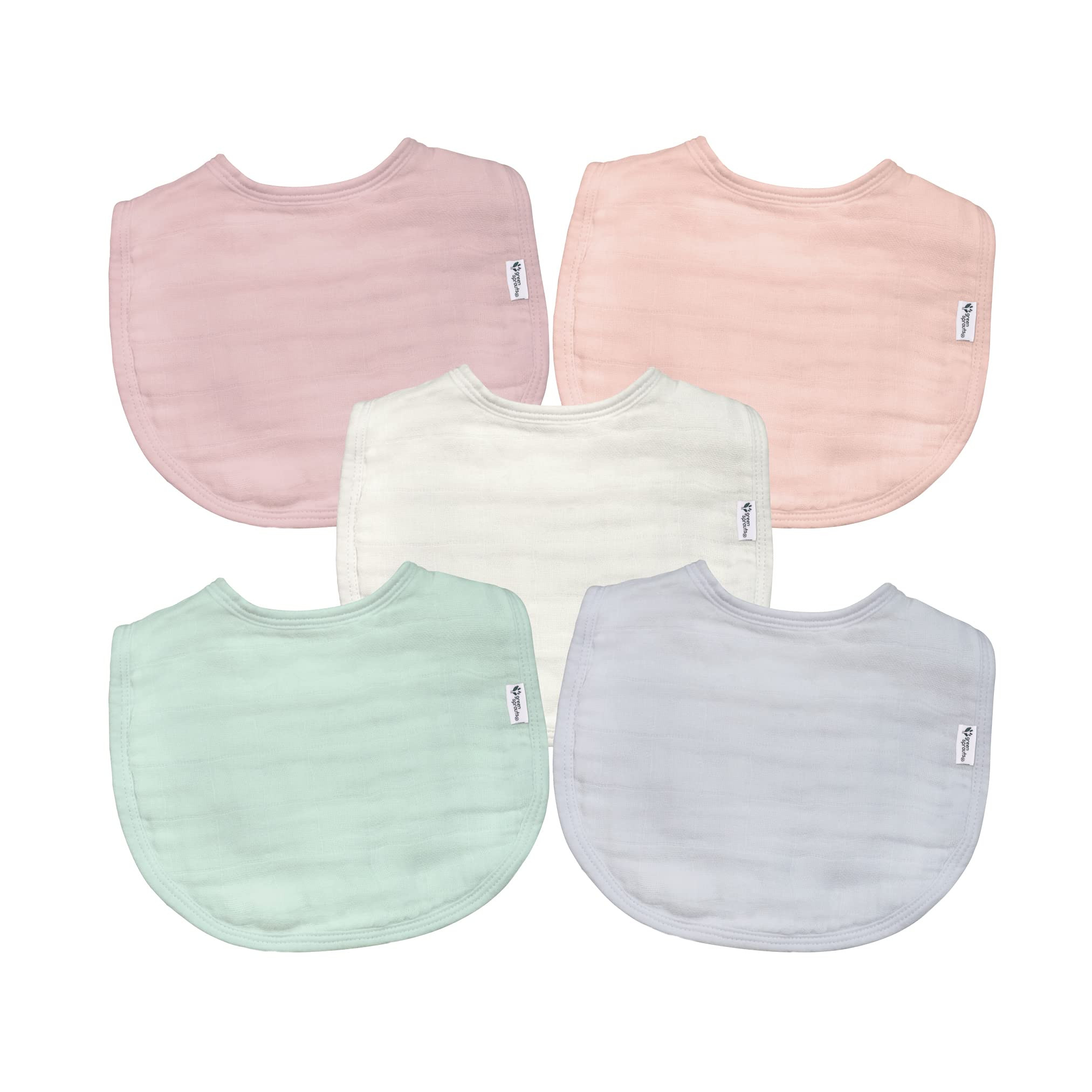 green sprouts Absorbent Organic Cotton Muslin Bibs, 0-12mo Hypoallergenic, STANDARD 100 by OEKO-T... | Amazon (US)