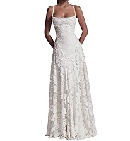 Women's Backless Floral Jacquard Maxi Dress Bridal Shower | Amazon (US)