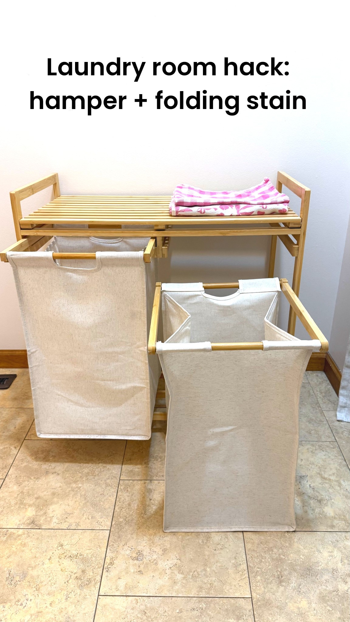 Bamboo Double Laundry Hamper with Shelf

Laundry room hack: a hamper that doubles as a folding station.

Our laundry room is also our guest bathroom, so I didn’t want to install a wall shelf. This bamboo double hamper gives me a spot to set or fold laundry and keeps everything sorted. Super practical.

#LTKSaleAlert #LTKmomlife #LTKHome