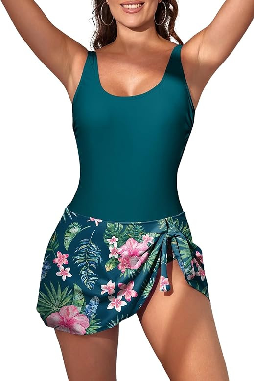 Eomenie One Piece Swimdress Swimsuits for Women Tummy Control Swim Dresses Skirt Bathing Suit | Amazon (US)