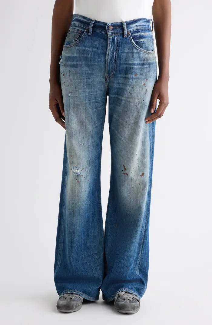 2021 Regular Fit Distressed Wide Leg Jeans | Nordstrom