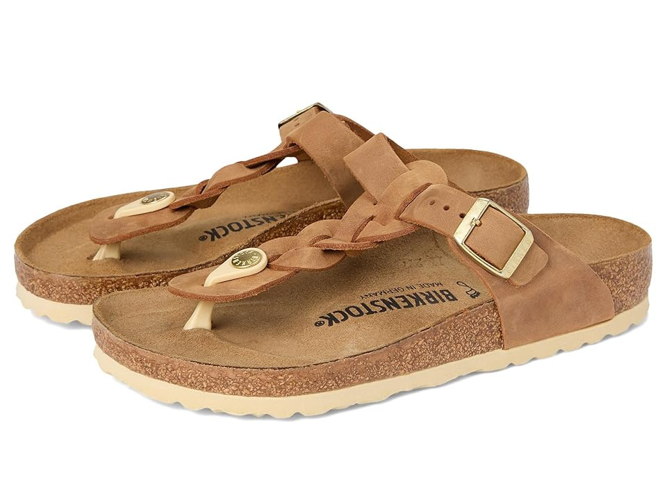 Birkenstock Gizeh Braided - Oiled Leather Women's Shoes Cognac Oiled Leather : EU 40 (US Women's 9-9.5) Regular | Zappos