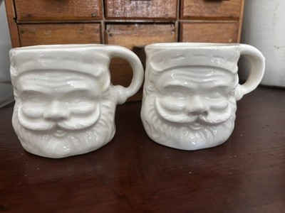 Set 2 White Santa Mug Japan Winking 3” Vintage Christmas Decor Claus no damage  | eBay | eBay US