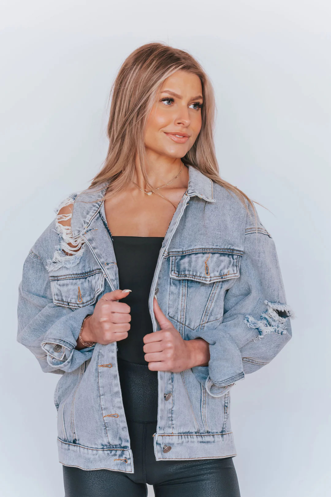 Harvest Season Distressed Denim Jacket | Apricot Lane Boutique