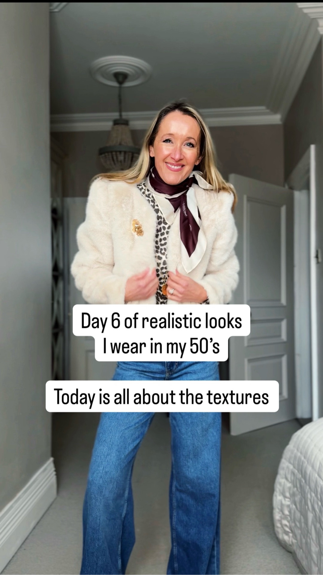 Textures - mixing. Look up with textures.  This faux fur is such a good one going into spring as nice and light 

#LTKover50style #LTKspring #LTKuk