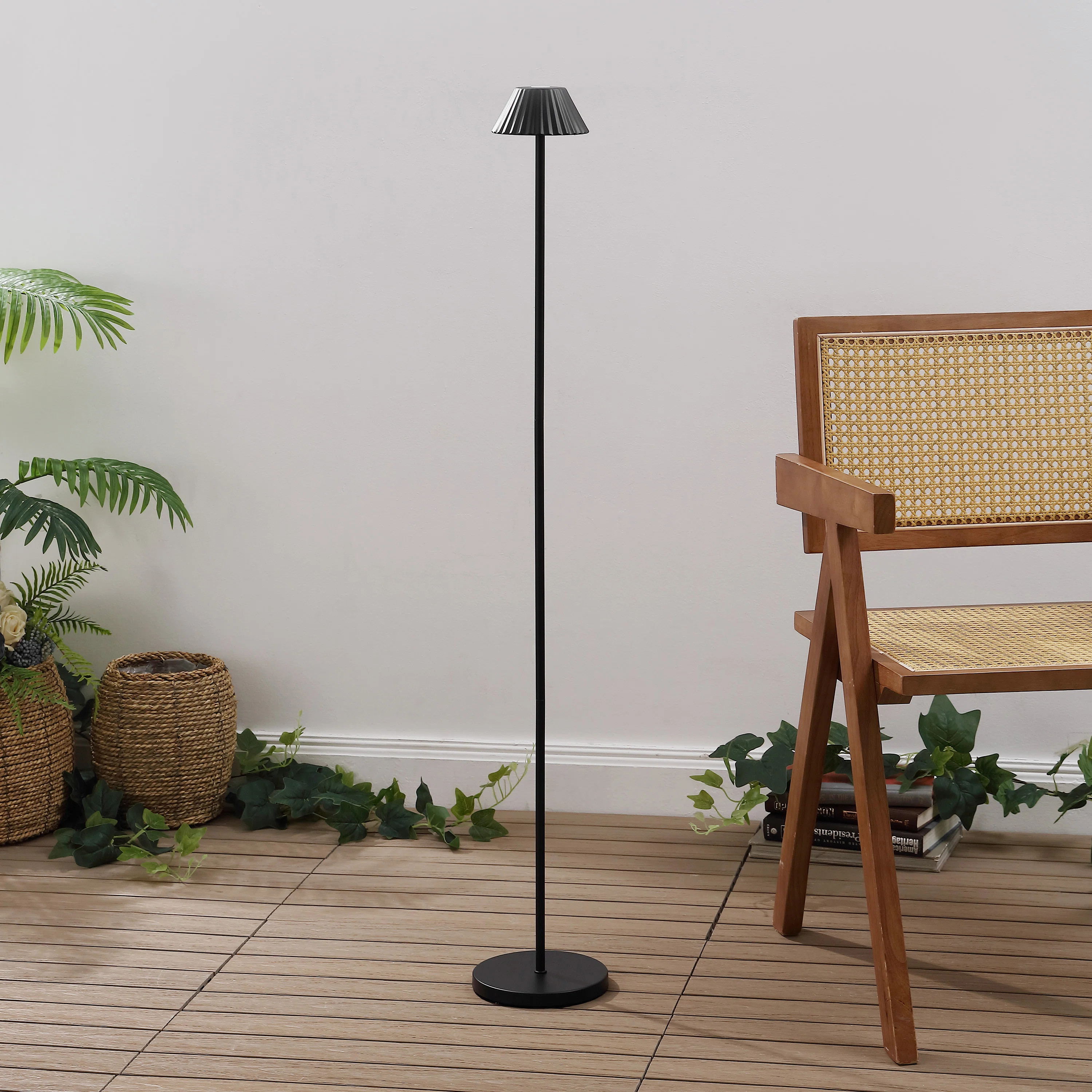 Mallory 44" Modern Minimalist Indoor/Outdoor Iron Pleated Shade Rechargeable/Cordless Dimmable In... | Wayfair North America