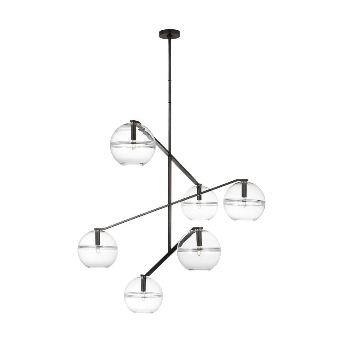 Sean Lavin Lowing 6-light LED grande chandelier in blackened forged finish with glass shades | Perigold