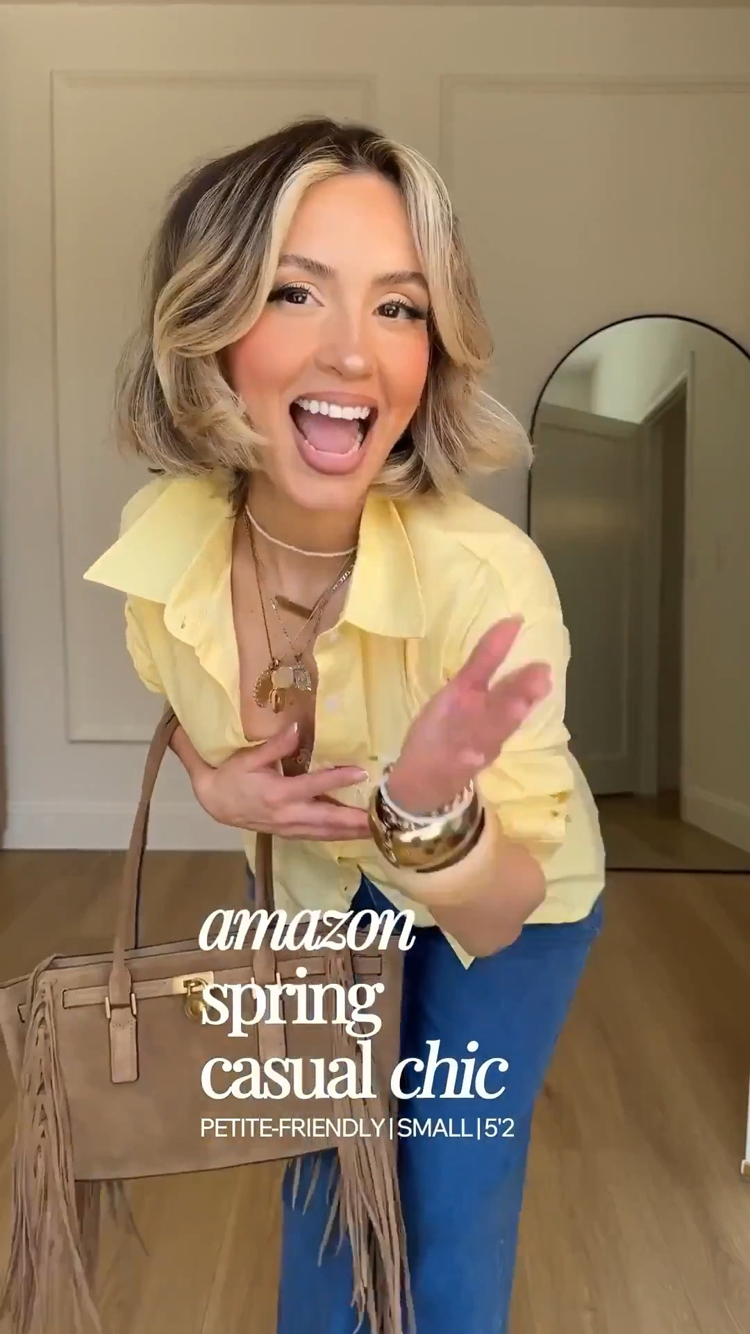 Amazon early spring casual chic outfits ✨🥰

Size small in tops 
Small or size 4 in jeans - both have excellent stretch! 
XS in dress 

#LTKootd #LTKgrwm #LTKPetite