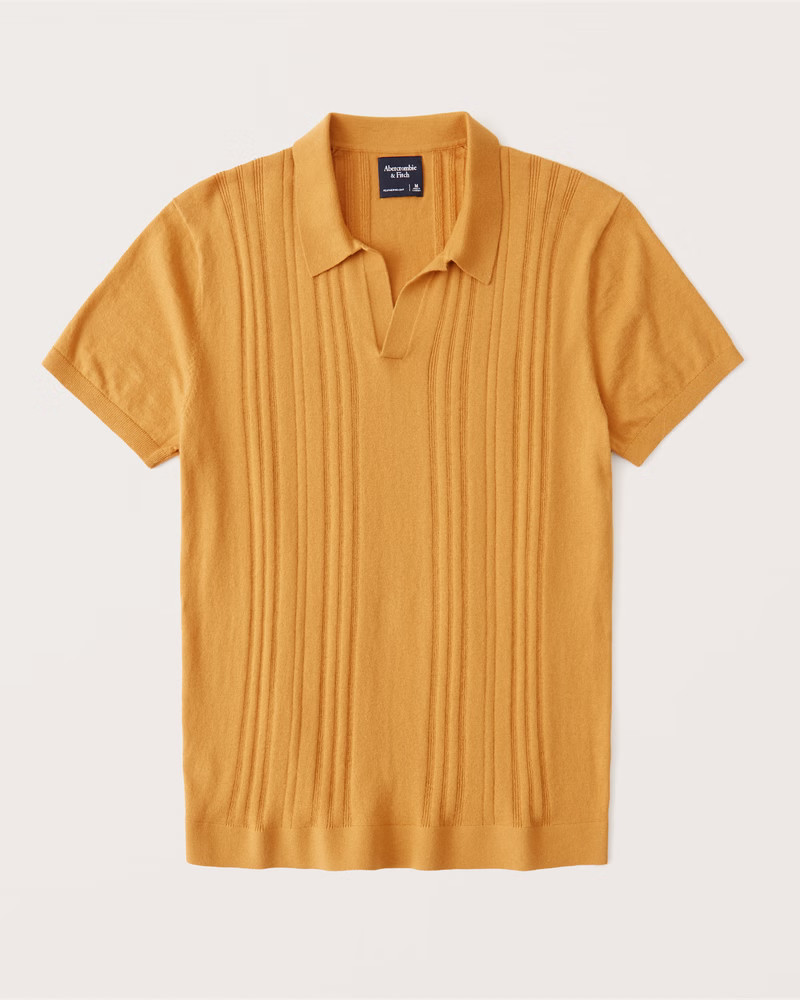 Cotton-Silk Johnny Collar Knit Polo | Abercrombie & Fitch (US)