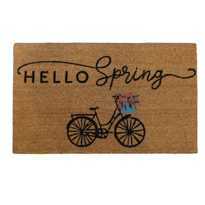 Kunkel Hello Spring Bike Coir 30 in. x 18 in. Non-Slip Indoor Outdoor Door Mat | Wayfair North America