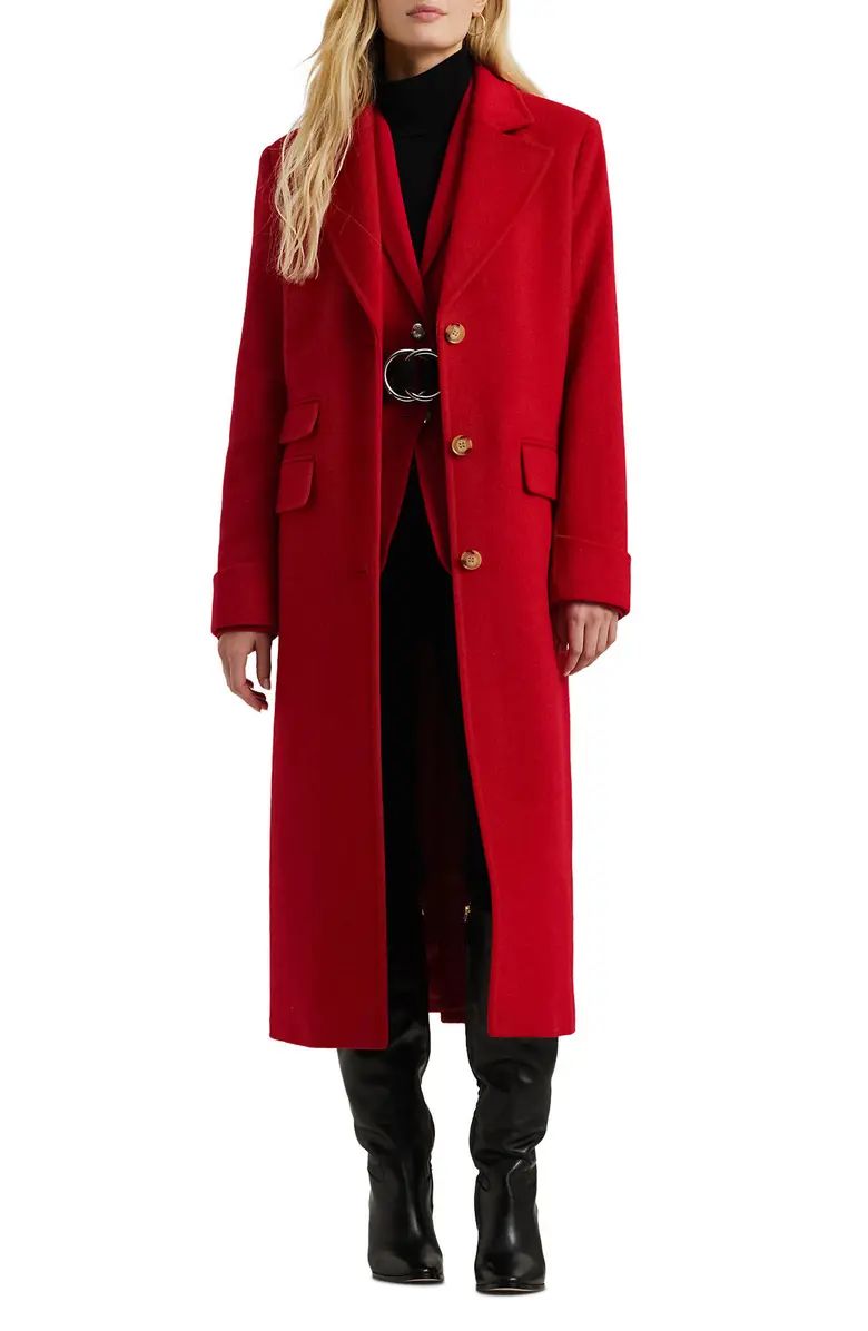 Lauren Ralph Lauren Longline Wool Blend Reefer Coat | Nordstrom | Nordstrom