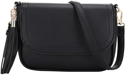 EVVE Small Crossbody Bags for Women Trendy Flap Saddle Purses with Tassel Vegan leather Shoulder ... | Amazon (US)
